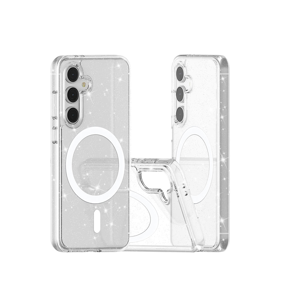 Galaxy S24 FE Case M-safe Charging Feature Shining Glitter Transparent Colorful Zore Allstar Cover Transparent