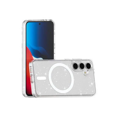 Galaxy S24 FE Kılıf M-safe Şarj Özellikli Parlayan Simli Saydam Renkli Zore Allstar Kapak Şeffaf