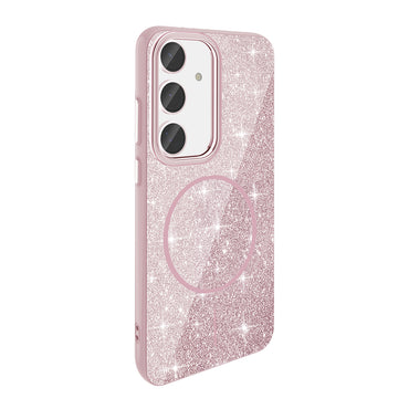 Galaxy S24 FE Case M-safe Charging Feature Shining Glitter Zore Oxo Cover Gold