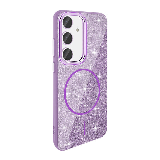 Galaxy S24 FE Case M-safe Charging Feature Shining Glitter Zore Oxo Cover Deep Purple