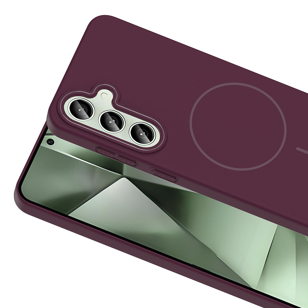 Galaxy S24 FE Kılıf M-safe Şarj Özellikli Zore Ruby Sert Kapak Gri