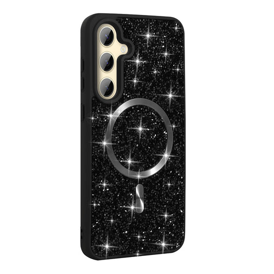 Galaxy S24 FE Case Diamond Design M-safe Charging Feature Zore Mosaic Silicone Cover Black