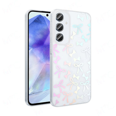 Galaxy S24 FE Case Transparent Figured Zore Folk Hard Cover Bow 