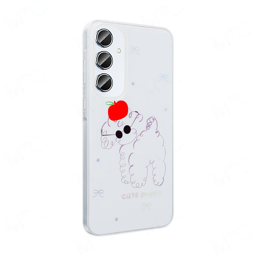 Galaxy S24 FE Case Transparent Figured Zore Folk Hard Cover Heart 