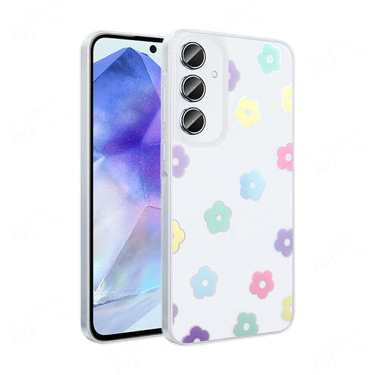 Galaxy S24 FE Case Transparent Figured Zore Folk Hard Cover Daisy 