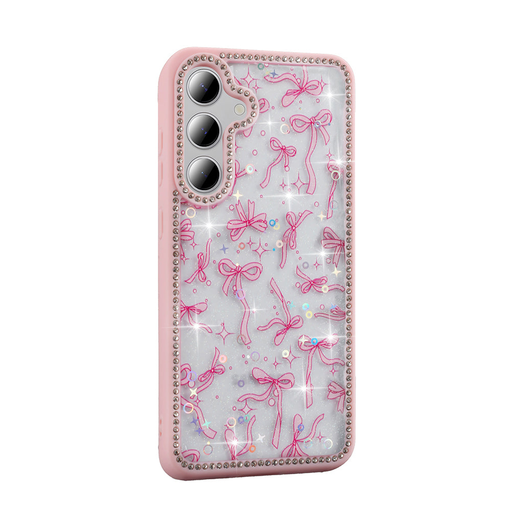Galaxy S24 FE Case Stone and Glitter Design Zore Azra Cover Pink