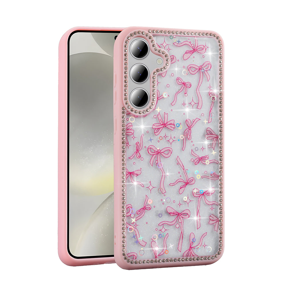 Galaxy S24 FE Case Stone and Glitter Design Zore Azra Cover Pink