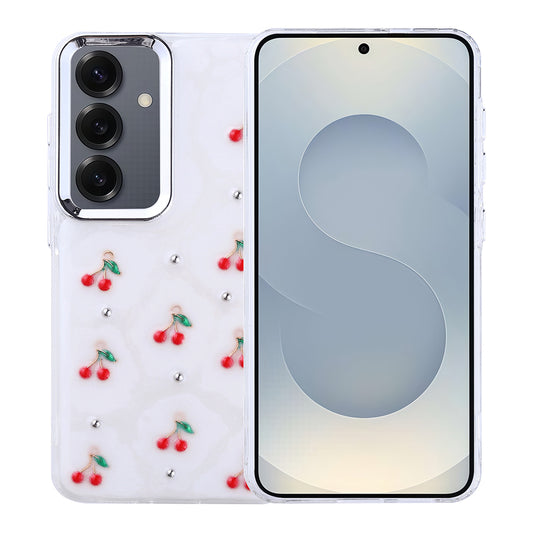 Galaxy S24 Kılıf Airbag Tasarımlı Simli Şeffaf Zore Kutup Kapak Kiraz