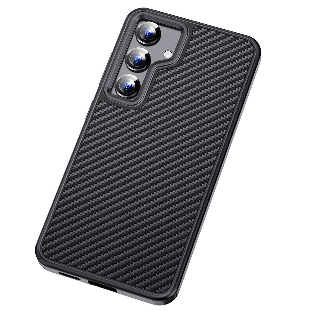 Galaxy S24 Kılıf Aramid Karbon Fiber M-safe Özellikli Wlons Radison Kapak Siyah