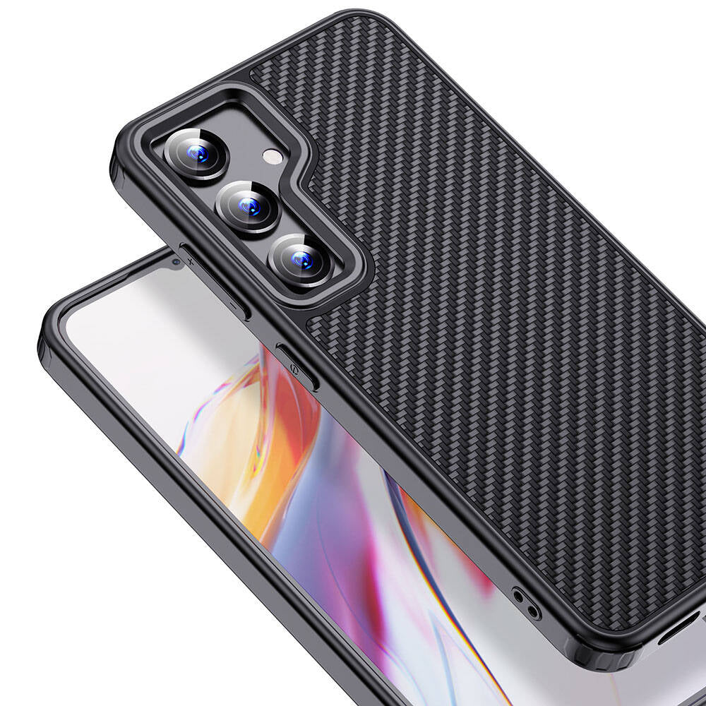 Galaxy S24 Kılıf Aramid Karbon Fiber M-safe Özellikli Wlons Radison Kapak Siyah