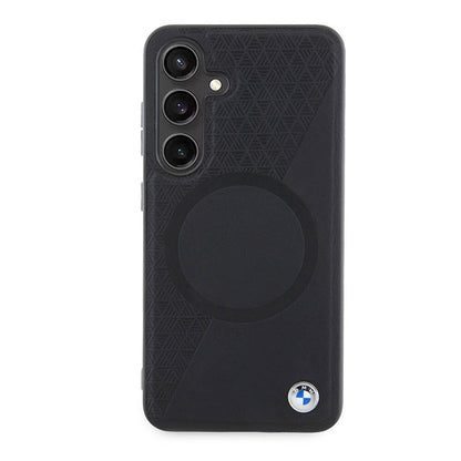 Galaxy S24 Kılıf BMW Orjinal Lisanslı M-safe Şarj Özellikli Yarım Dokulu Circle Leather Kapak Siyah