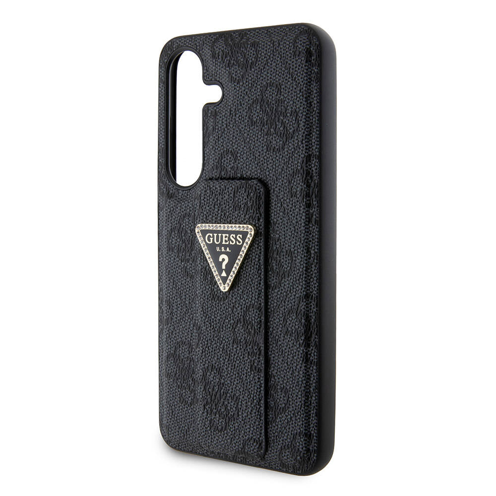 Galaxy S24 Case Guess Original Licensed 4G Patterned Triangle Logo Stand Leather Cover Brown
