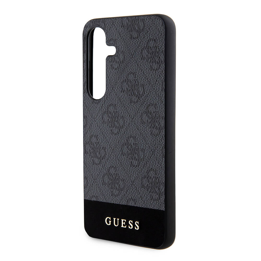 Galaxy S24 Case Guess Original Licensed PU Leather Stripe Logo Design Cover Brown