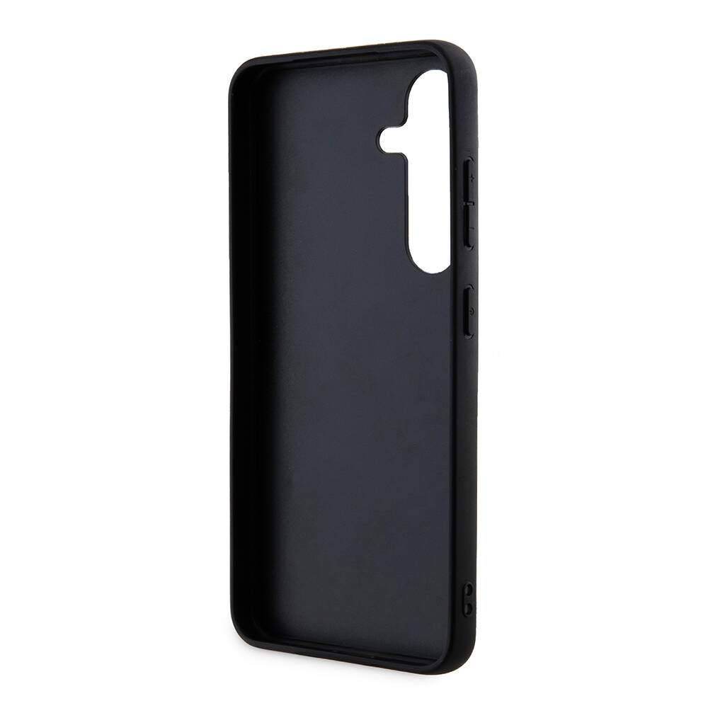 Galaxy S24 Case Guess Original Licensed PU Leather Stripe Logo Design Cover Brown