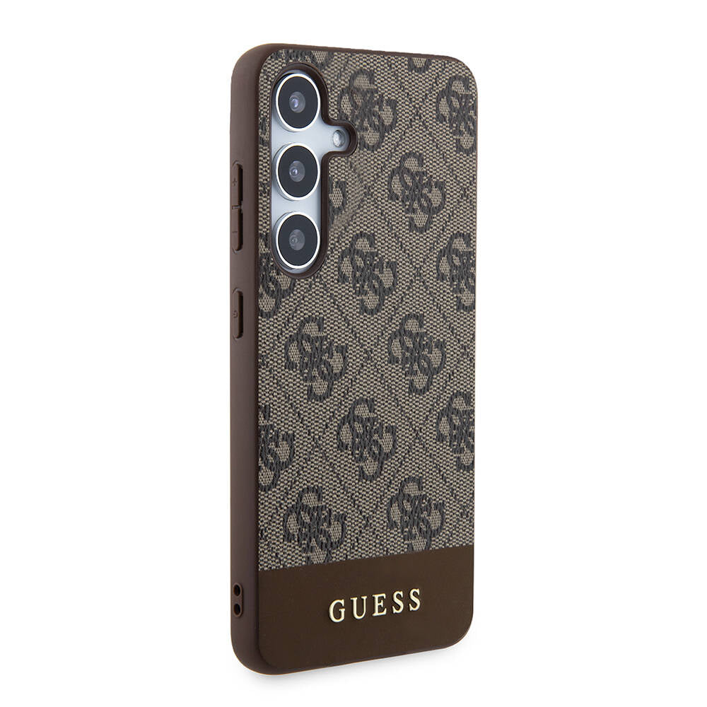 Galaxy S24 Case Guess Original Licensed PU Leather Stripe Logo Design Cover Black