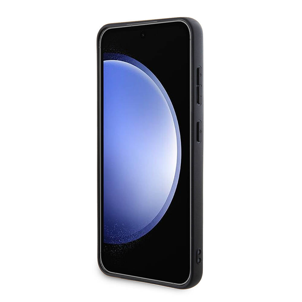 Galaxy S24 Case Guess Original Licensed PU Triangle Logo 4G Patterned Cover Black
