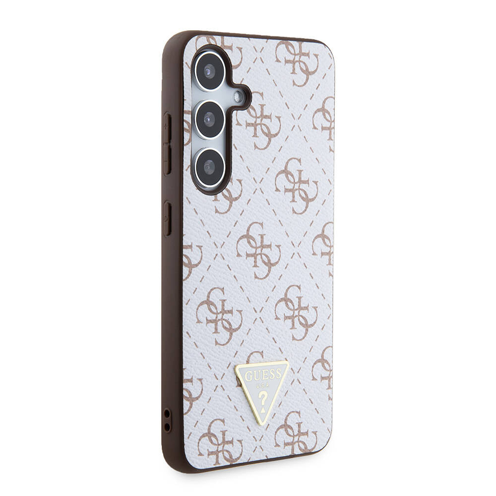 Galaxy S24 Case Guess Original Licensed PU Triangle Logo 4G Patterned Cover Black