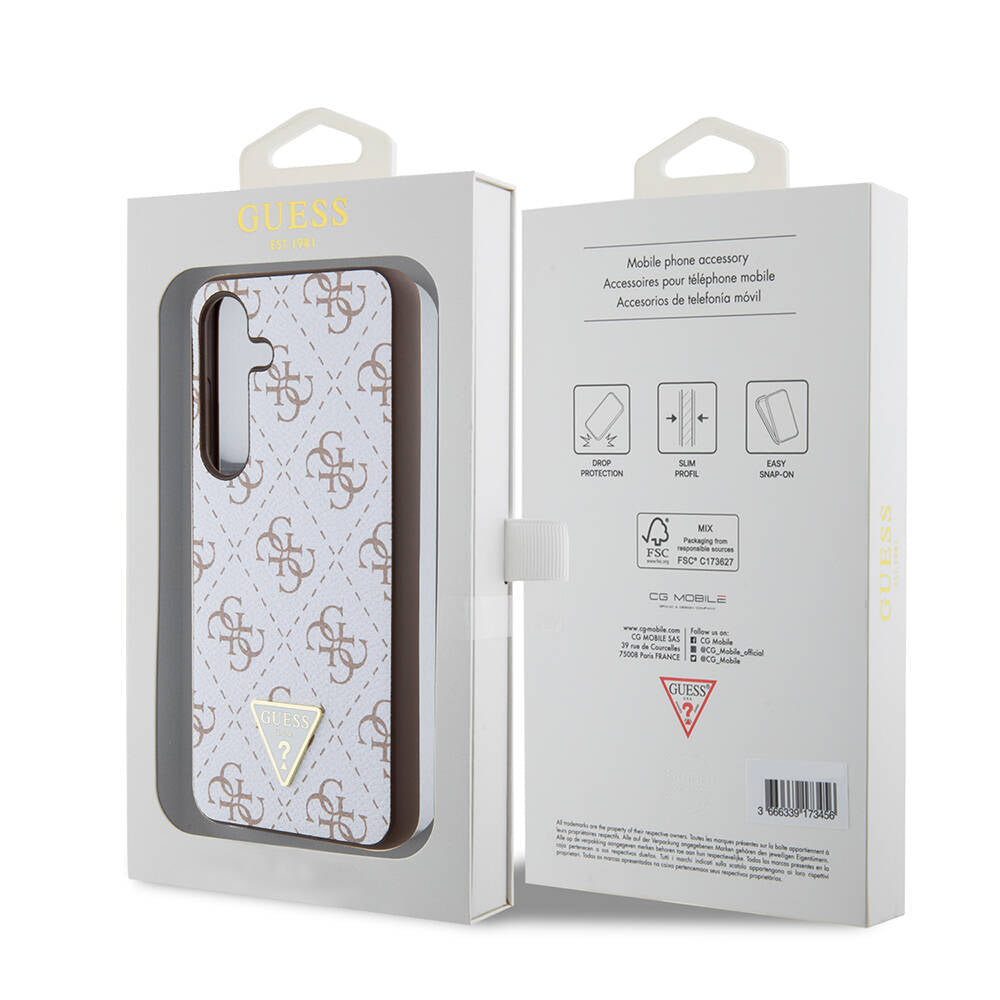 Galaxy S24 Case Guess Original Licensed PU Triangle Logo 4G Patterned Cover Black