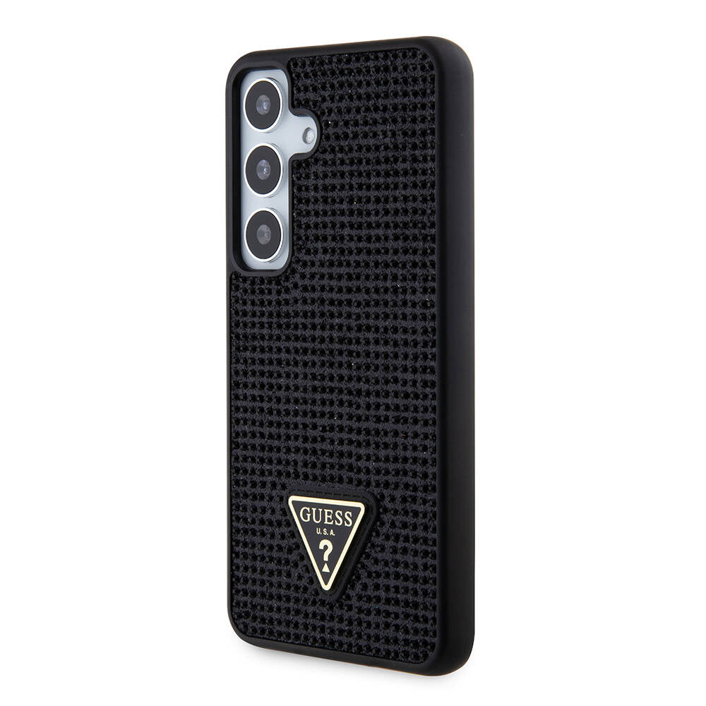 Galaxy S24 Case Guess Original Licensed Stone Back Surface Triangle Logo Cover Gold