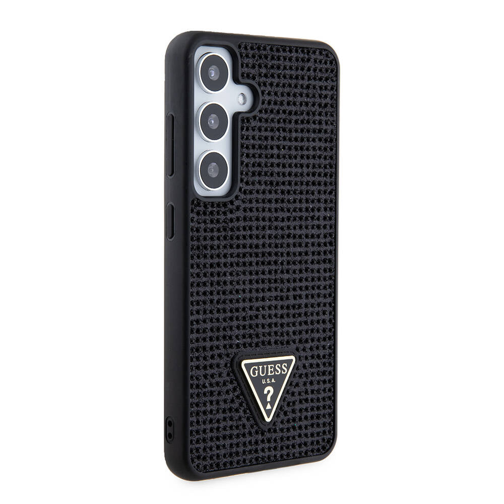 Galaxy S24 Case Guess Original Licensed Stone Back Surface Triangle Logo Cover Gold
