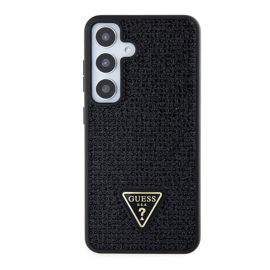Galaxy S24 Case Guess Original Licensed Stone Back Surface Triangle Logo Cover Black