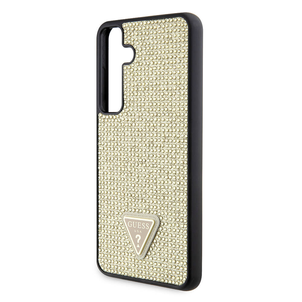 Galaxy S24 Case Guess Original Licensed Stone Back Surface Triangle Logo Cover Pink