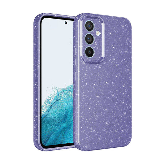 Galaxy S24 Case Camera Protection Glitter Luxury Zore Cotton Cover Purple 