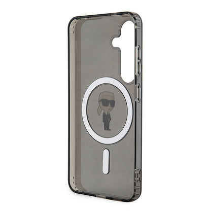 Galaxy S24 Kılıf Karl Lagerfeld Orjinal Lisanslı M-safe Şarj Özellikli Karl Head IML Baskılı Kapak Siyah