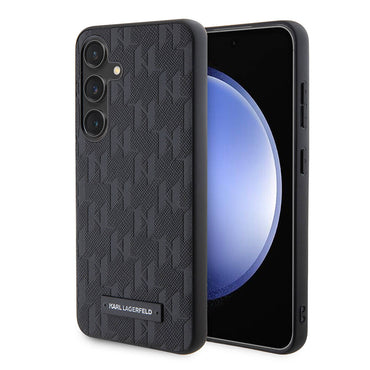 Galaxy S24 Kılıf Karl Lagerfeld Orjinal Lisanslı Saffiano Monogram Metal Logo Kapak Gri