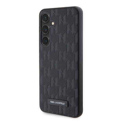 Galaxy S24 Kılıf Karl Lagerfeld Orjinal Lisanslı Saffiano Monogram Metal Logo Kapak Gri