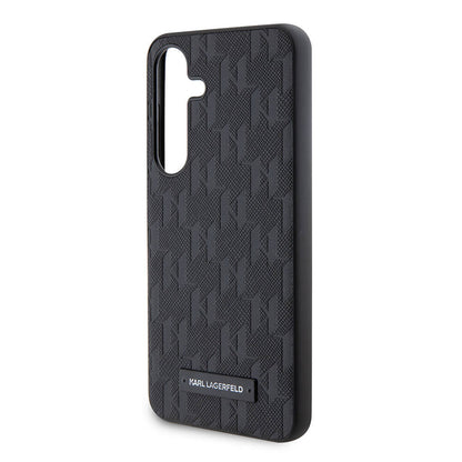 Galaxy S24 Kılıf Karl Lagerfeld Orjinal Lisanslı Saffiano Monogram Metal Logo Kapak Gri
