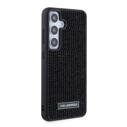 Galaxy S24 Kılıf Karl Lagerfeld Taşlı Metal Logo Orjinal Lisanslı Kapak Gümüş