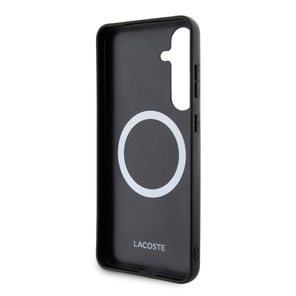 Galaxy S24 Kılıf Lacoste Orjinal Lisanslı PU Pike Desenli Arka Yüzey İkonik Timsah Dokuma Logolu Kapak Lacivert