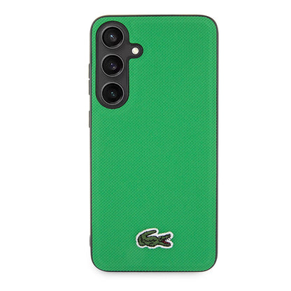 Galaxy S24 Kılıf Lacoste Orjinal Lisanslı PU Pike Desenli Arka Yüzey İkonik Timsah Dokuma Logolu Kapak Yeşil