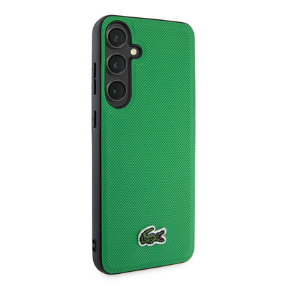 Galaxy S24 Kılıf Lacoste Orjinal Lisanslı PU Pike Desenli Arka Yüzey İkonik Timsah Dokuma Logolu Kapak Yeşil