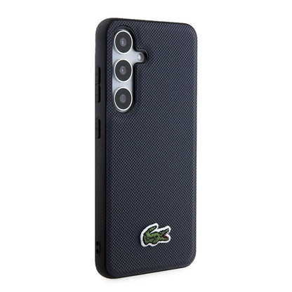 Galaxy S24 Kılıf Lacoste Orjinal Lisanslı PU Pike Desenli Arka Yüzey İkonik Timsah Dokuma Logolu Kapak Siyah