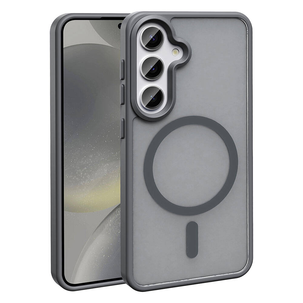 Galaxy S24 Case M-safe Charging Feature Matte Back Surface Zore Sio Cover Gray 