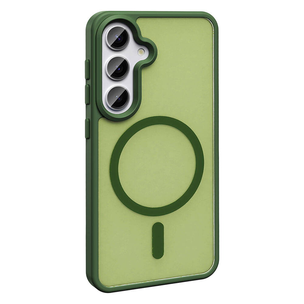 Galaxy S24 Case M-safe Charging Feature Matte Back Surface Zore Sio Cover Dark Green 