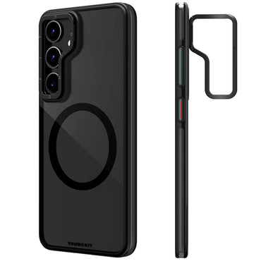 Galaxy S24 Case M-safe Charging Feature Anti-Yellowing Youngkit Crystal Grid Cover Black 