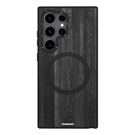 Galaxy S24 Ultra Case M-safe Charging Feature Yellowing Resistant Youngkit Wood Forest Series Cover Black 