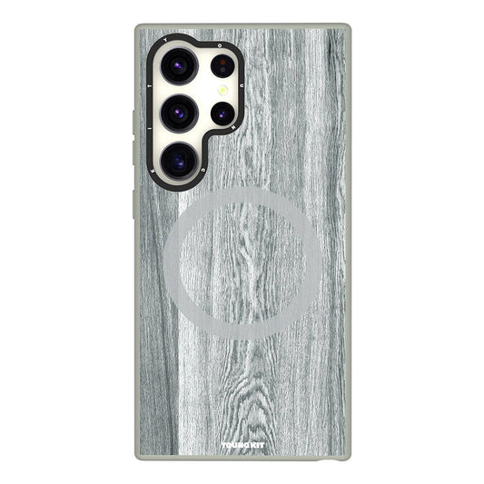 Galaxy S24 Ultra Case M-safe Charging Feature Yellowing Resistant Youngkit Wood Forest Series Cover Gray 
