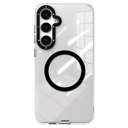 Galaxy S24 Case M-safe Charging Feature Yellowing Resistant Youngkit Clear Crystal Series Cover Black 