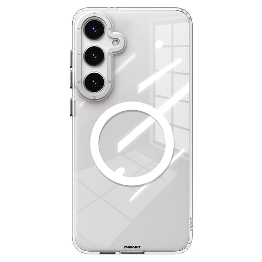 Galaxy S24 Case M-safe Charging Feature Yellowing Resistant Youngkit Clear Crystal Series Cover Silver 