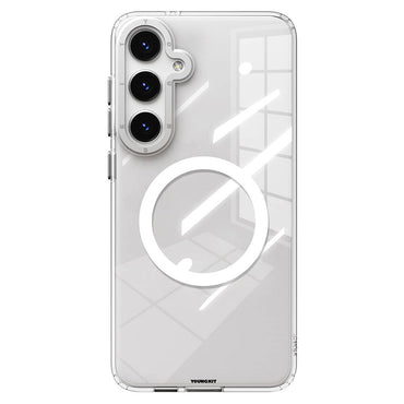 Galaxy S24 Case M-safe Charging Feature Yellowing Resistant Youngkit Clear Crystal Series Cover Silver 