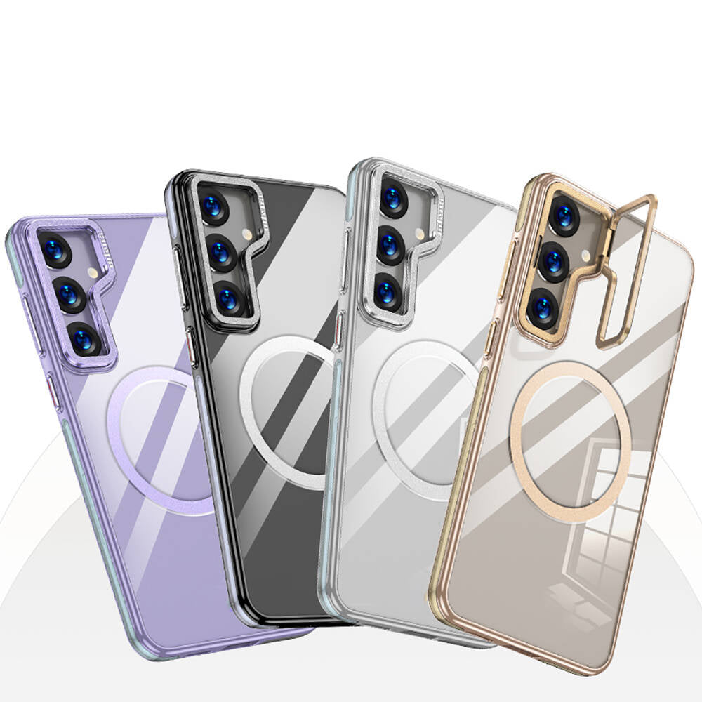 Galaxy S24 Kılıf M-safe Şarj Özellikli Wlons Standlı Efsane Kapak Mor