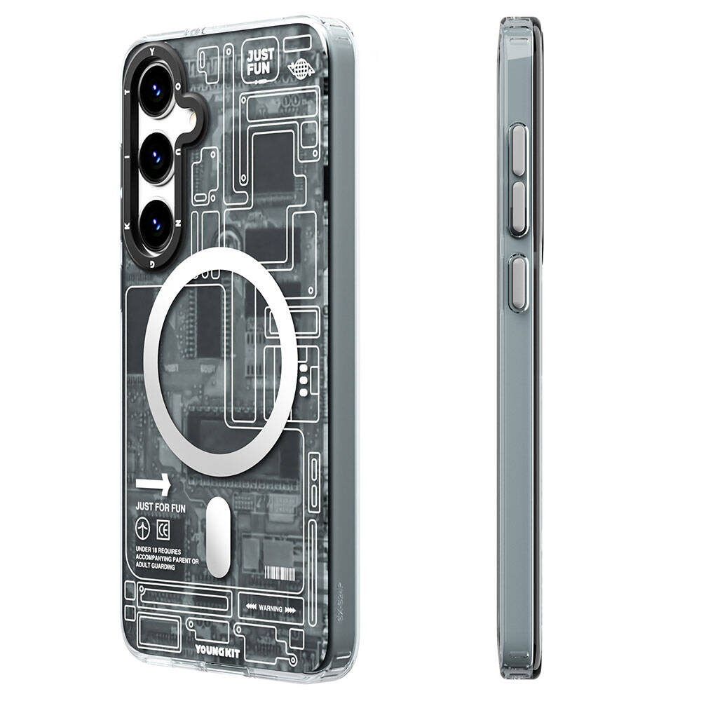 Galaxy S24 Case M-safe Charging Feature YoungKit Technology Series Cover Black 