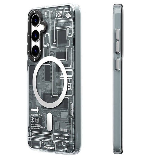 Galaxy S24 Case M-safe Charging Feature YoungKit Technology Series Cover Black 