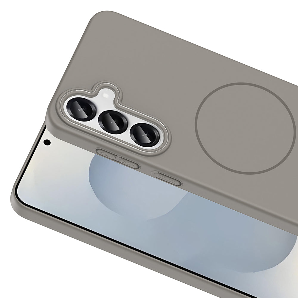 Galaxy S24 Kılıf M-safe Şarj Özellikli Zore Ruby Sert Kapak Gri