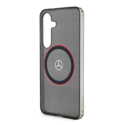 Galaxy S24 Kılıf Mercedes Benz Orjinal Lisanslı M-safe Şarj Özellikli IML Yıldız Logolu Red Ring Kapak Siyah