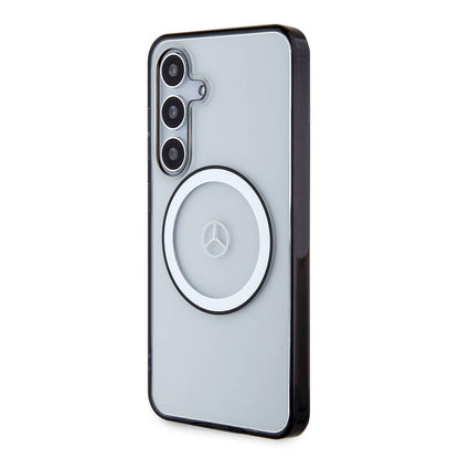 Galaxy S24 Kılıf Mercedes Benz Orjinal Lisanslı M-safe Şarj Özellikli PC TPU Transparan Black Ring Kapak Renksiz